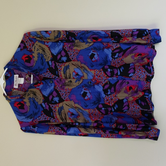 Vtg. Bar Harbor Sportswear Button Down Shirt 8 Blue Red Purple - Picture 1 of 16